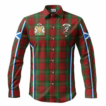 Lennox Tartan Crest Long Sleeve Button Shirts Scotland Coat of Arm Flag Style