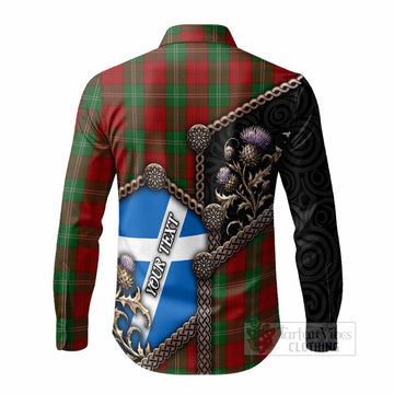 Lennox Tartan Crest Long Sleeve Button Shirts Scottish Thistle Loch Ness Monster