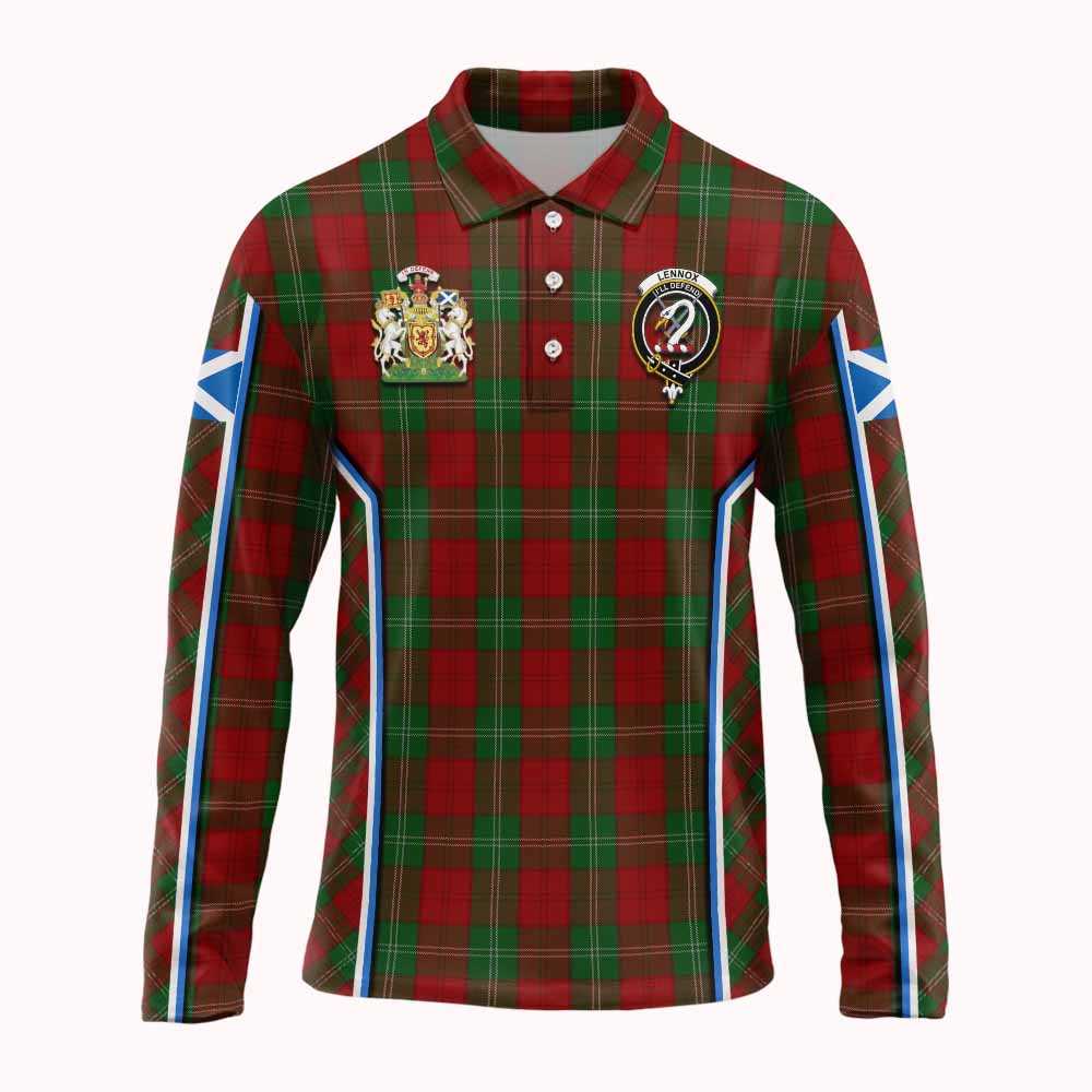 Lennox Tartan Crest Long Sleeve Polo Shirt Scotland Coat of Arm Flag Style - Tartan Vibes Clothing