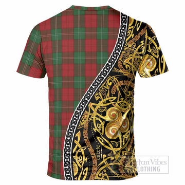 Lennox Tartan Crest T-Shirt Celtic Knot and Triple Trickle Spiral Symbols