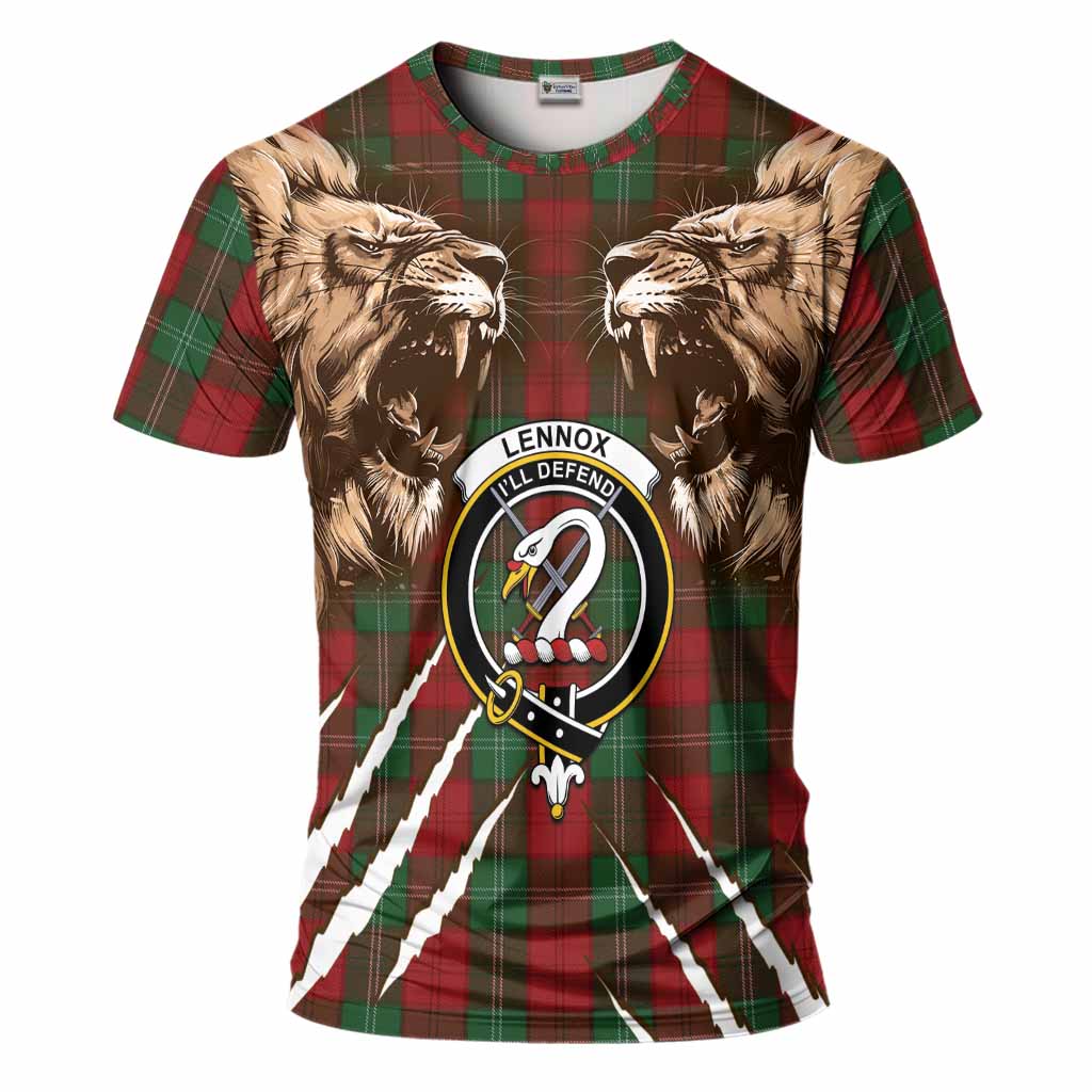 Lennox Tartan Crest T-Shirt Ferocious Lion Style