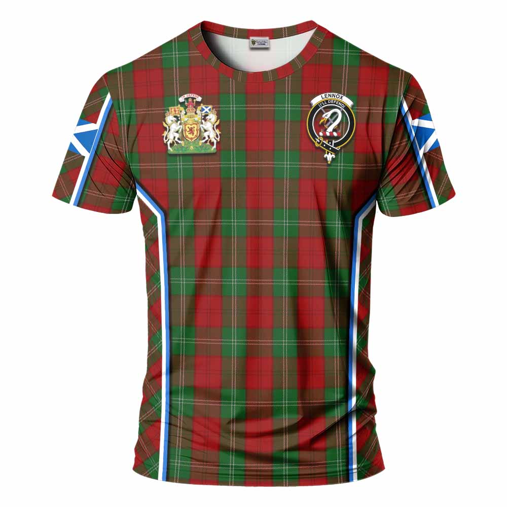 Lennox Tartan Crest T-shirt Scotland Coat of Arm Flag Style - Tartan Vibes Clothing