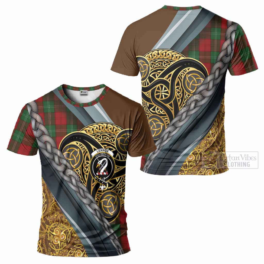 Lennox Tartan Crest T-Shirt Scottish Triskele Celtic
