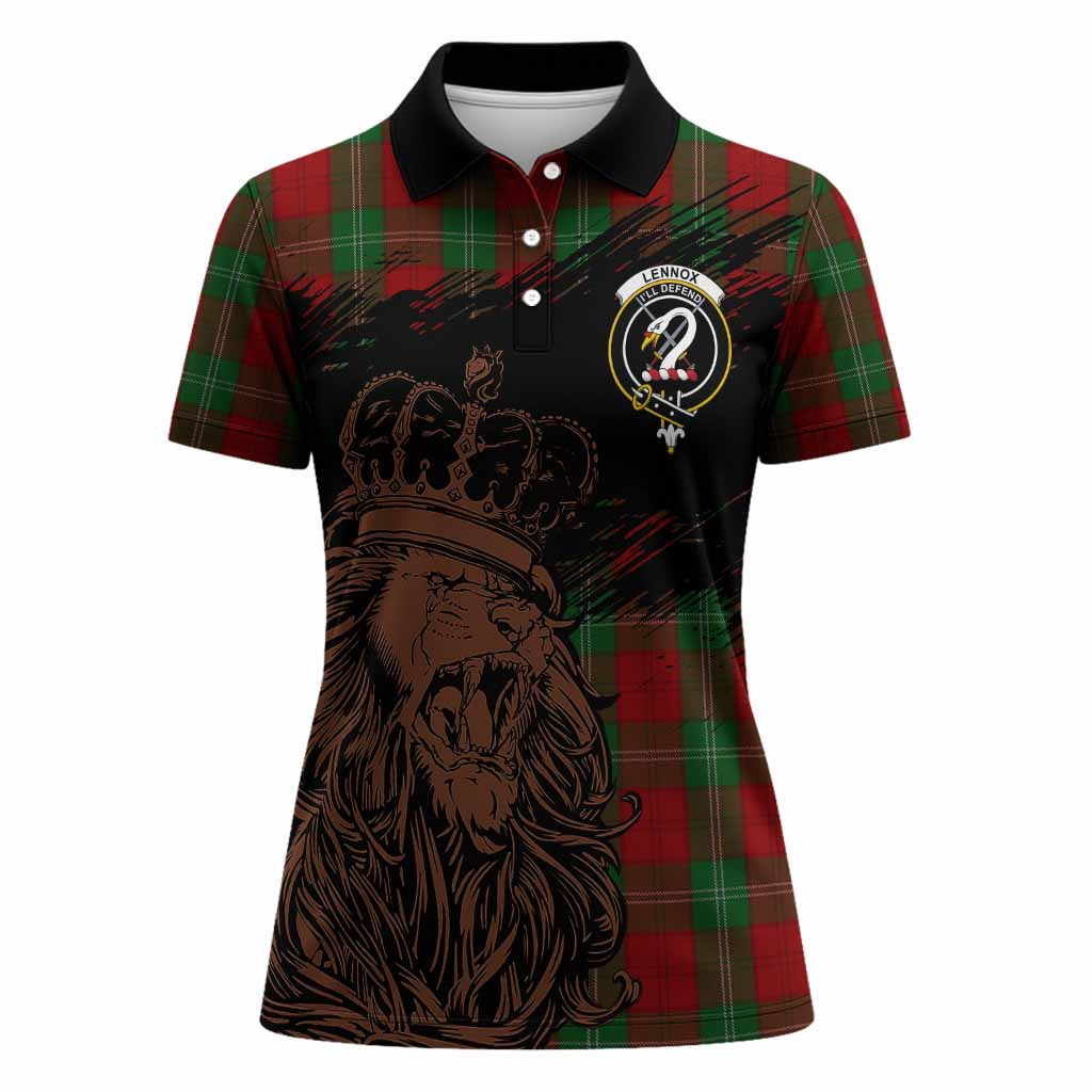 Lennox Tartan Crest Women Polo Shirt Crowned Lion Heritage Style