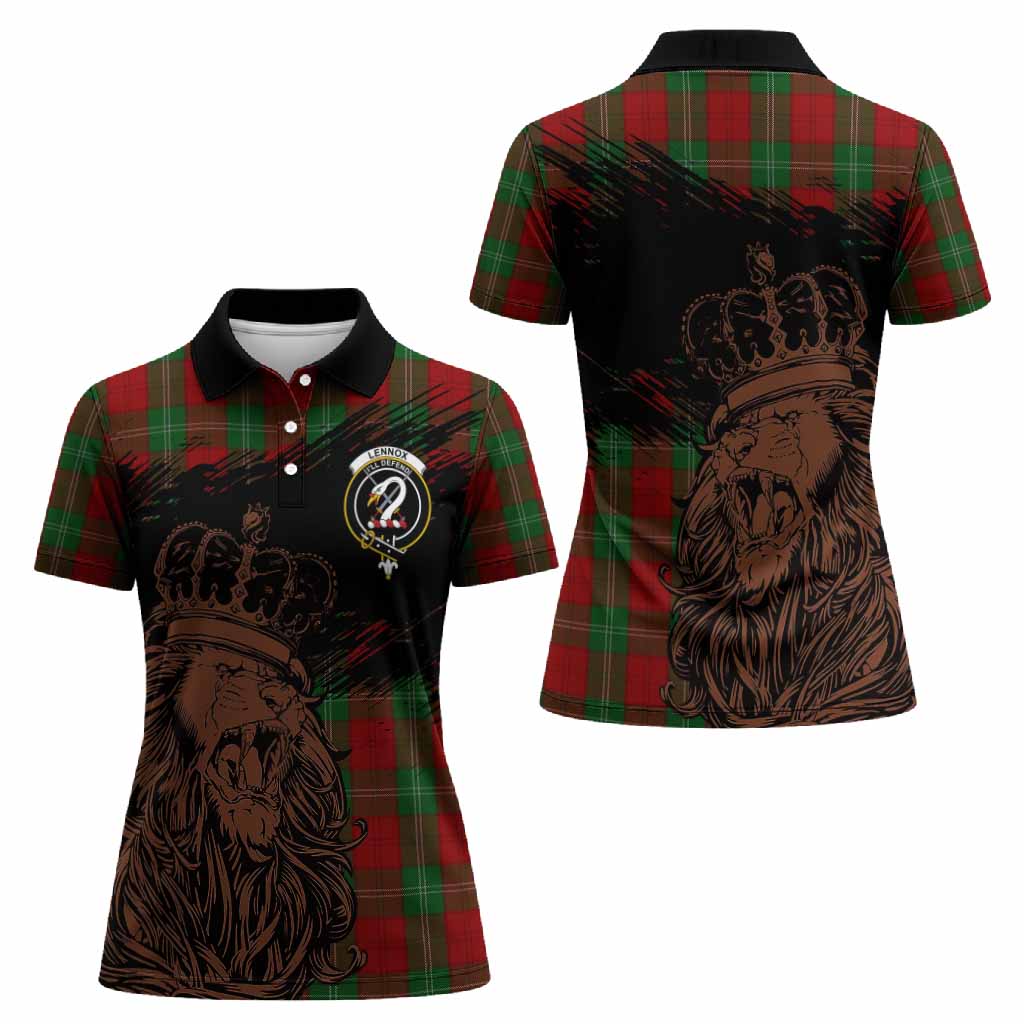 Lennox Tartan Crest Women Polo Shirt Crowned Lion Heritage Style