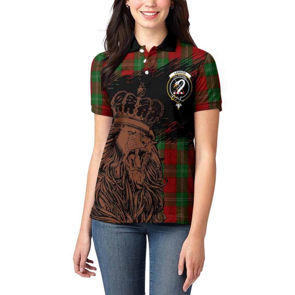 Lennox Tartan Crest Women Polo Shirt Crowned Lion Heritage Style