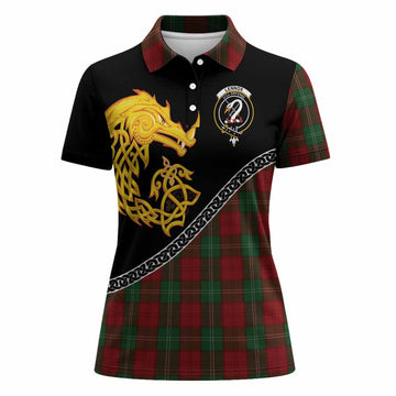 Lennox Tartan Crest Women Polo Shirt Legendary Dragon Knot Half Style