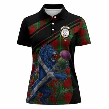 Lennox Tartan Crest Women Polo Shirt Scottish Lion Rampant Thistle