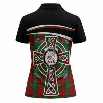 Lennox Tartan Crest Women Polo Shirt Scottish Thistle Celtic Cross Alba Gu Brath