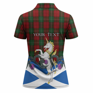 Lennox Tartan Crest Women Polo Shirt Scottish Unicorn With Thistle