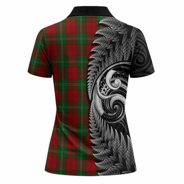 Lennox Tartan Crest Women Polo Shirt With New Zealand Silver Fern Maori Koru