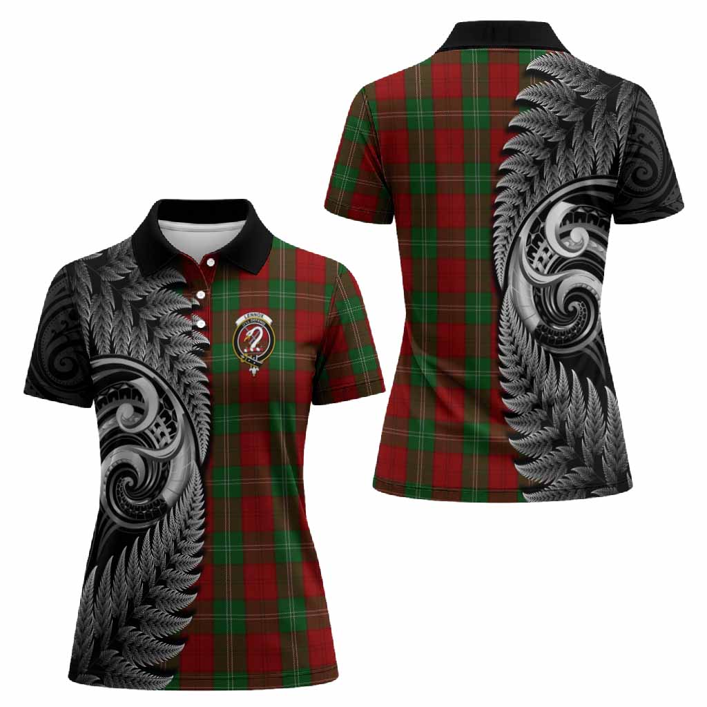 Lennox Tartan Crest Women Polo Shirt With New Zealand Silver Fern Maori Koru