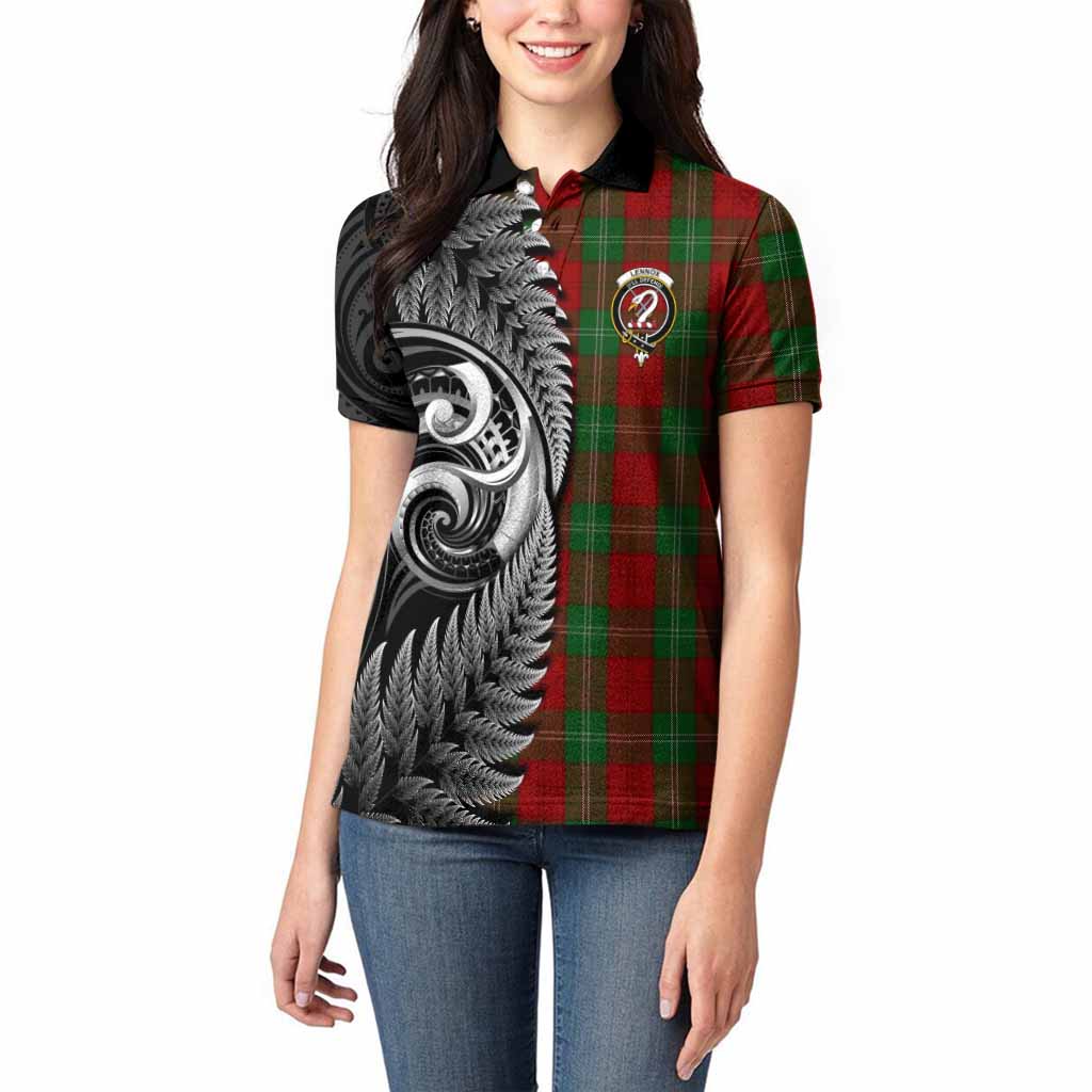 Lennox Tartan Crest Women Polo Shirt With New Zealand Silver Fern Maori Koru