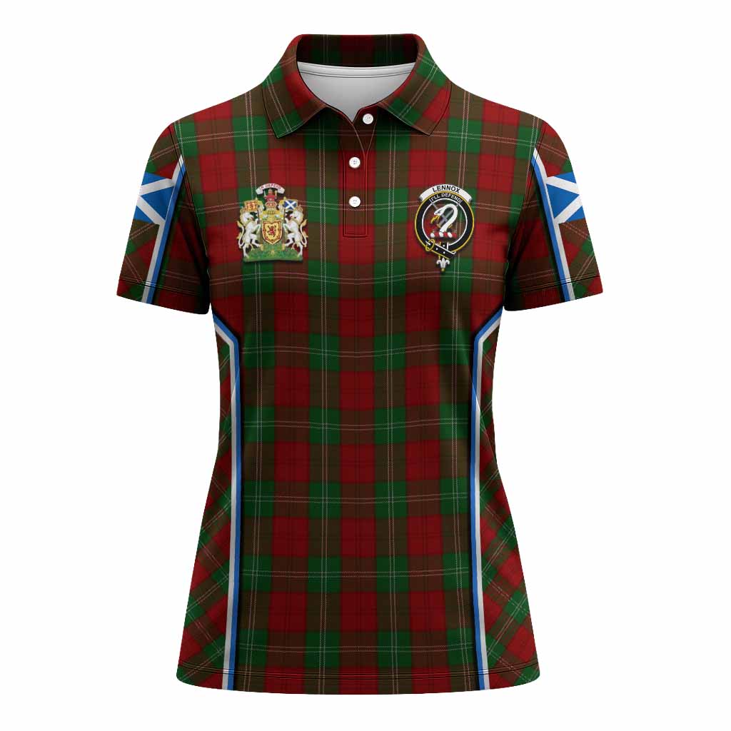 Lennox Tartan Crest Women's Polo Shirt Scotland Coat of Arm Flag Style - Tartan Vibes Clothing