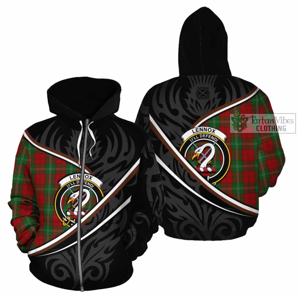 Lennox Tartan Family Crest Cotton Hoodie Celtic Scottish Thistle Floral - Tartan Vibes Clothing
