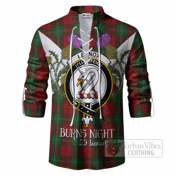 Lennox Tartan Family Crest Ghillie Shirt Scottish Burns Night Thistle Floral