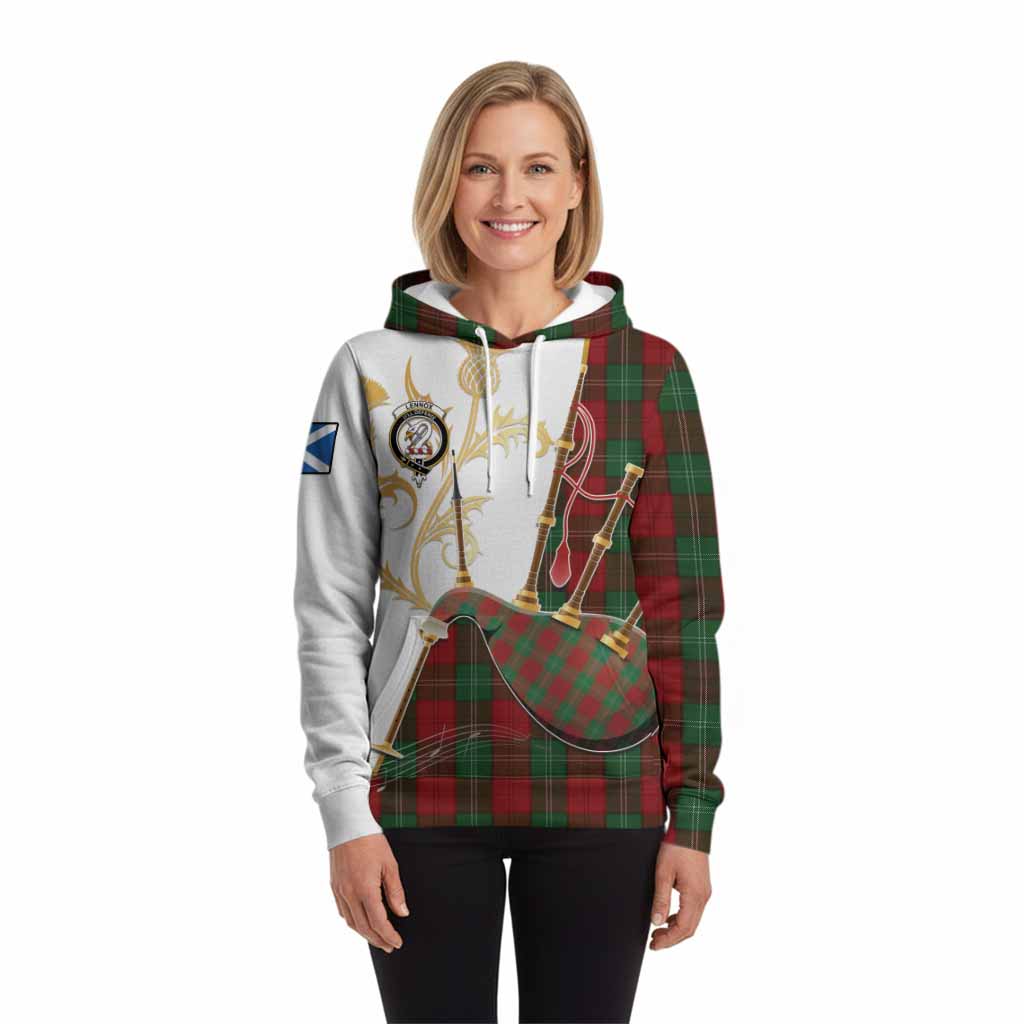 Lennox Tartan Family Crest Hoodie Bagpipes with Scottish Thistle