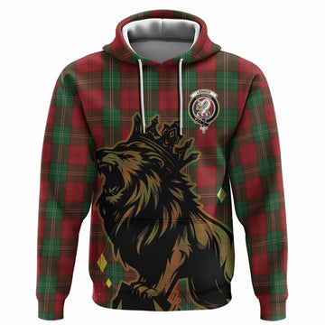 Lennox Tartan Family Crest Hoodie Crowned Lion Roaring