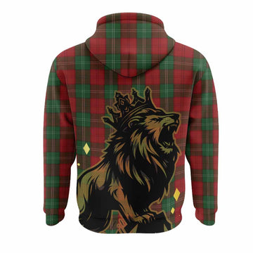 Lennox Tartan Family Crest Hoodie Crowned Lion Roaring