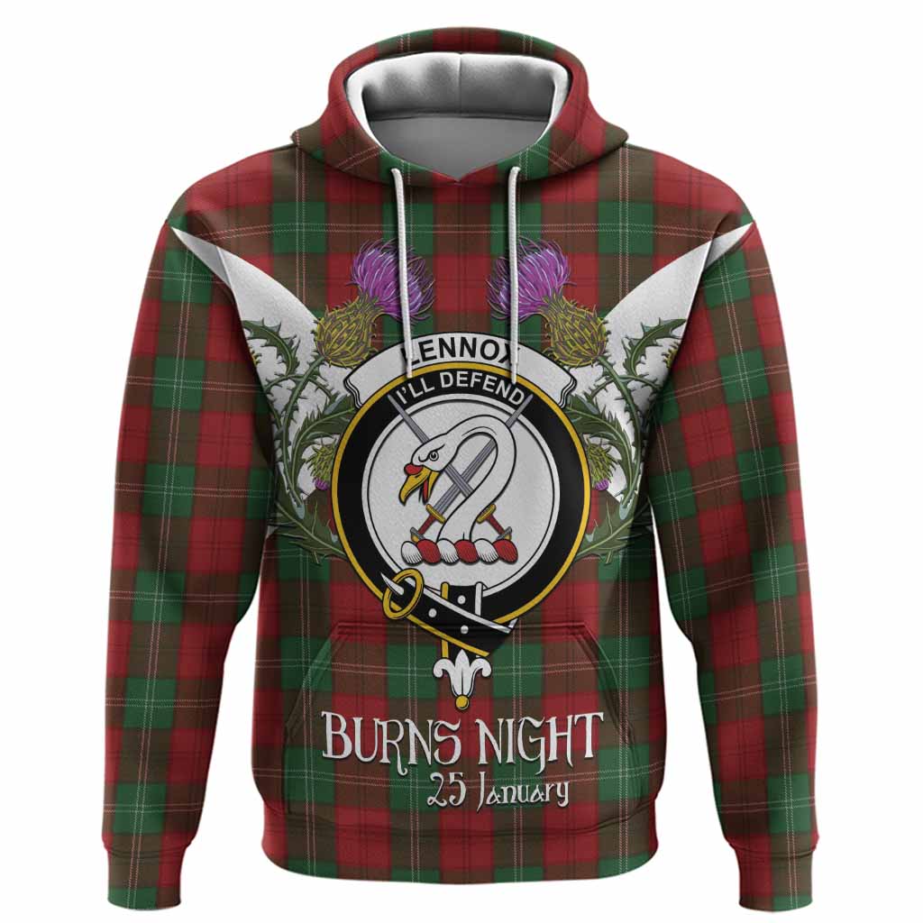 Lennox Tartan Family Crest Hoodie Scottish Burns Night Thistle Floral