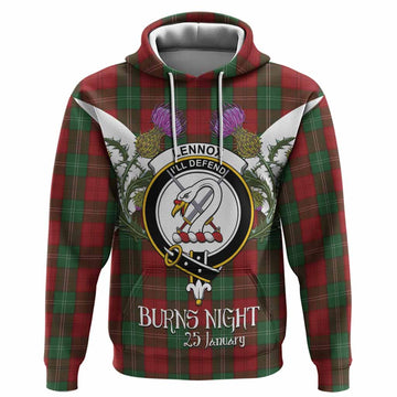 Lennox Tartan Family Crest Hoodie Scottish Burns Night Thistle Floral