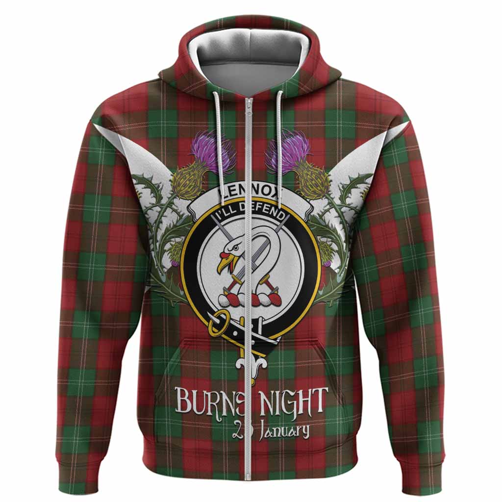 Lennox Tartan Family Crest Hoodie Scottish Burns Night Thistle Floral