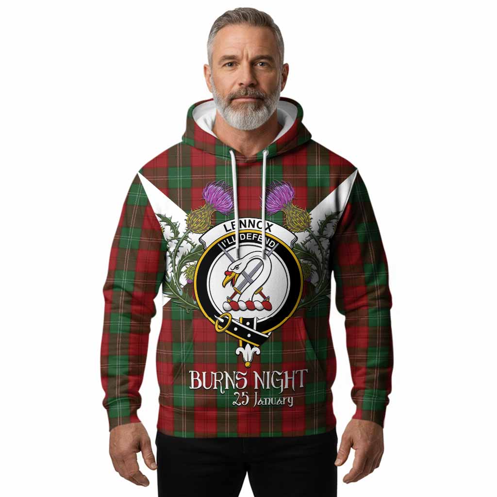 Lennox Tartan Family Crest Hoodie Scottish Burns Night Thistle Floral