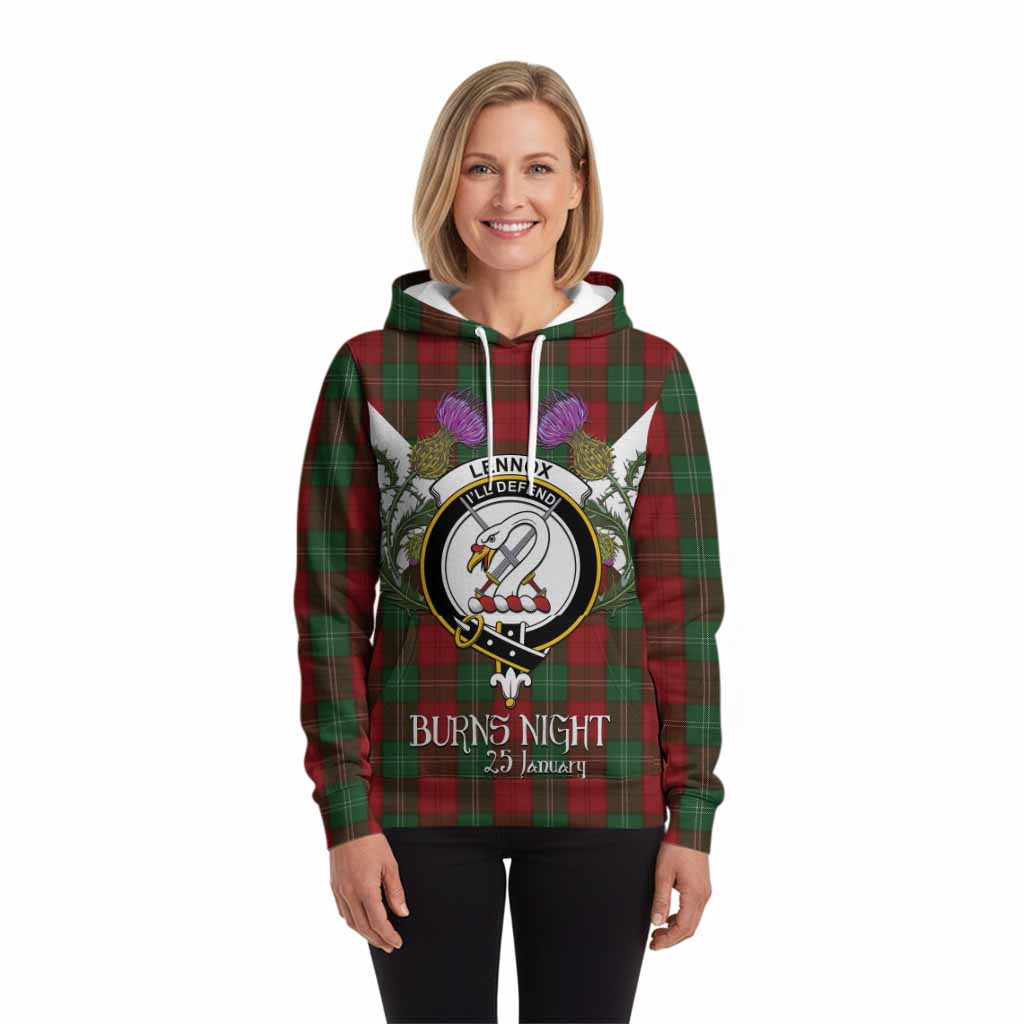Lennox Tartan Family Crest Hoodie Scottish Burns Night Thistle Floral