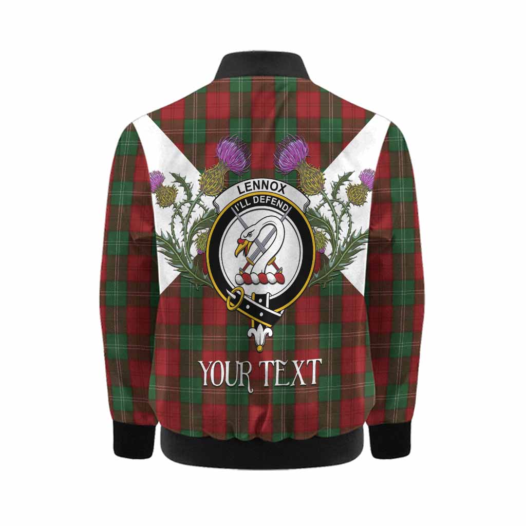 Lennox Tartan Family Crest Kid Bomber Jacket Scottish Burns Night Thistle Floral