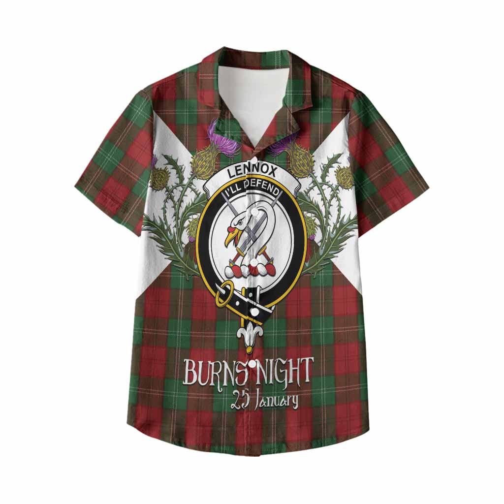 Lennox Tartan Family Crest Kid Hawaiian Shirt Scottish Burns Night Thistle Floral