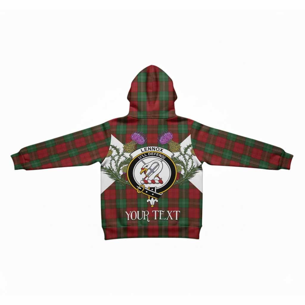 Lennox Tartan Family Crest Kid Hoodie Scottish Burns Night Thistle Floral