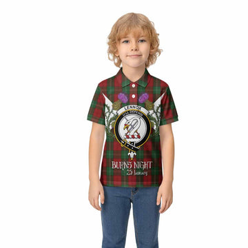 Lennox Tartan Family Crest Kid Polo Shirt Scottish Burns Night Thistle Floral