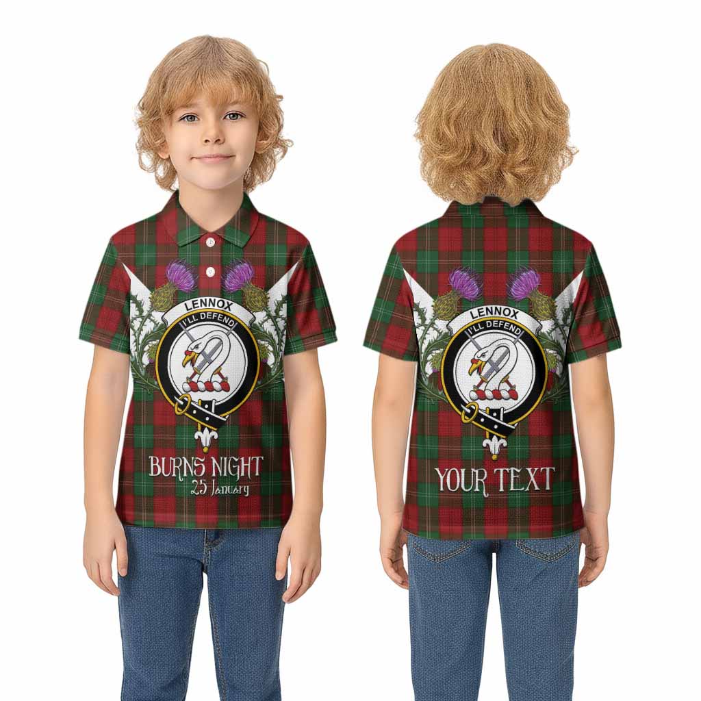 Lennox Tartan Family Crest Kid Polo Shirt Scottish Burns Night Thistle Floral