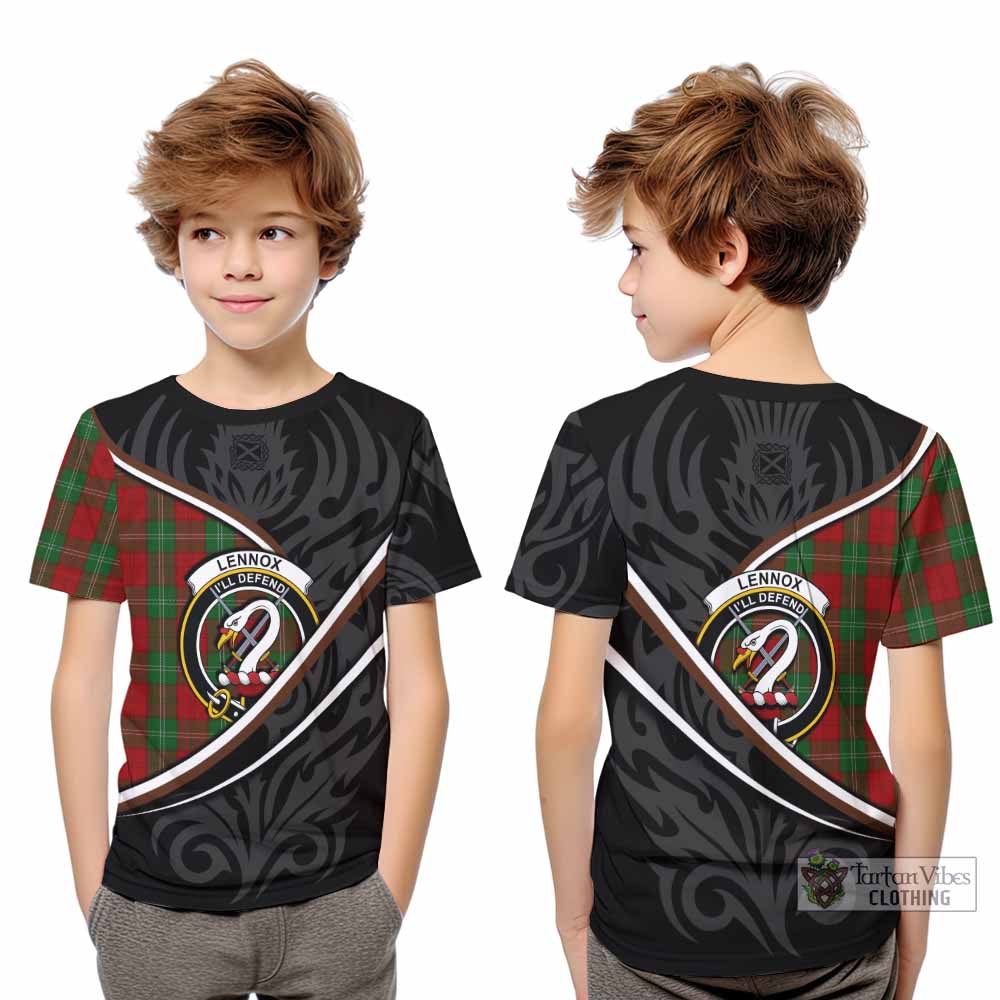 Lennox Tartan Family Crest Kid T-shirt Celtic Scottish Thistle Floral - Tartan Vibes Clothing