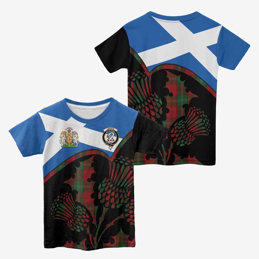 Lennox Tartan Family Crest Kid T-shirt Scotland Thistle Floral Flag Style