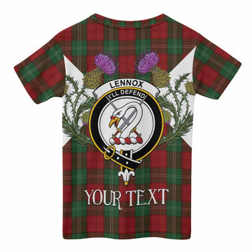 Lennox Tartan Family Crest Kid T-shirt Scottish Burns Night Thistle Floral