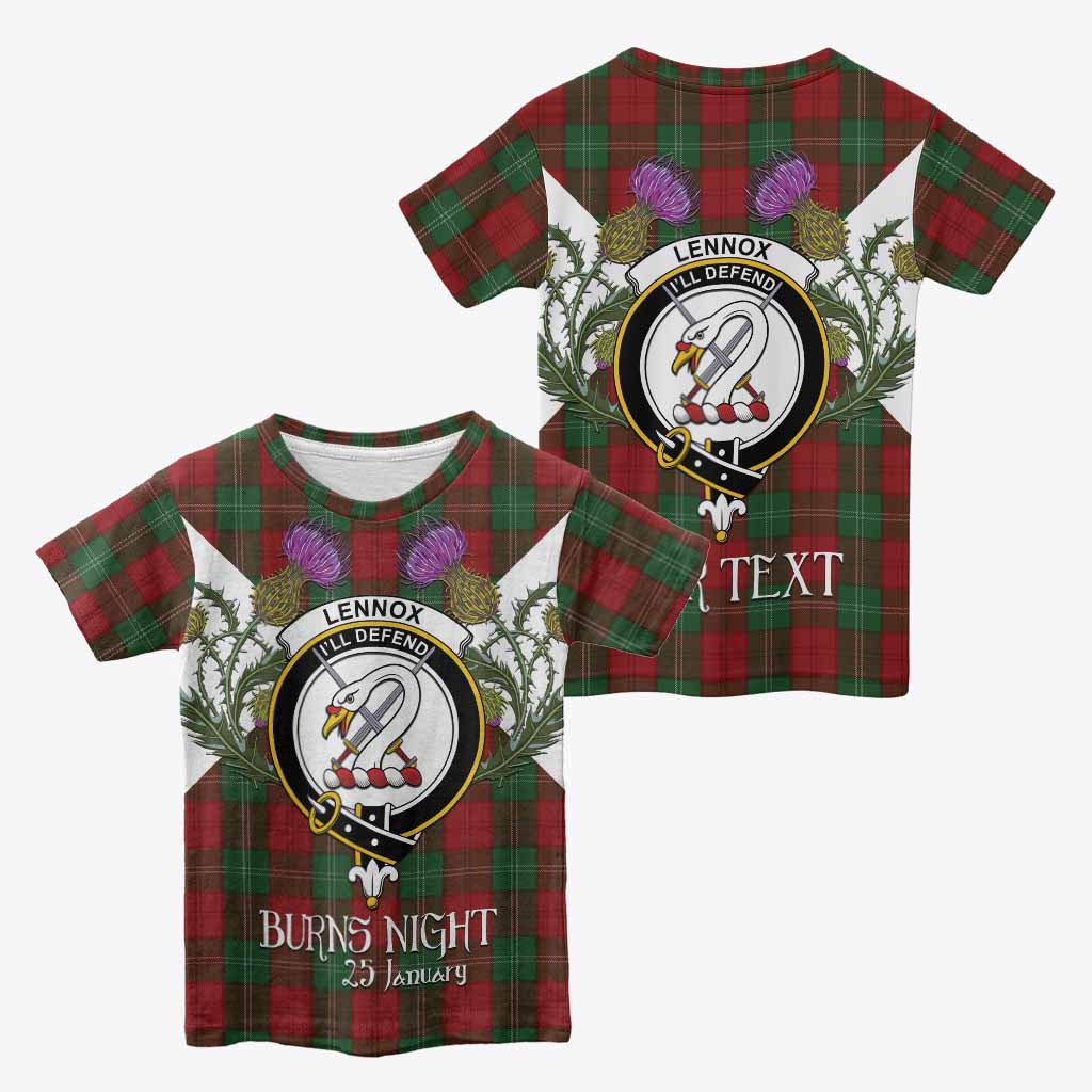 Lennox Tartan Family Crest Kid T-shirt Scottish Burns Night Thistle Floral