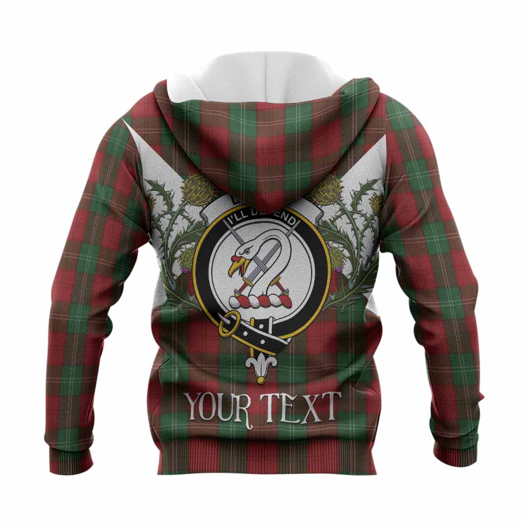Lennox Tartan Family Crest Knitted Hoodie Scottish Burns Night Thistle Floral