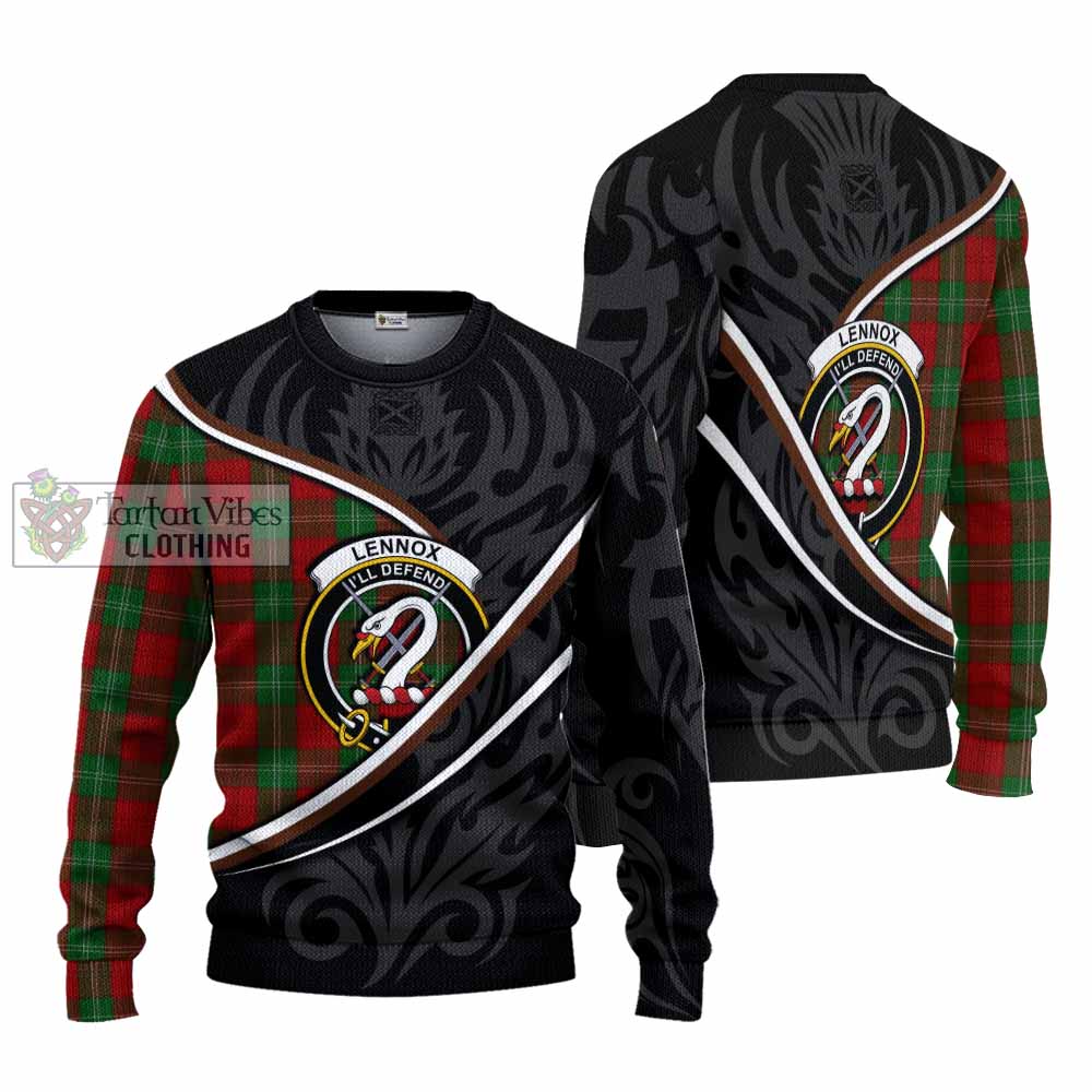 Lennox Tartan Family Crest Knitted Sweater Celtic Scottish Thistle Floral - Tartan Vibes Clothing