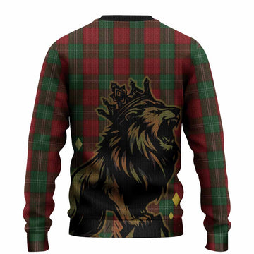 Lennox Tartan Family Crest Knitted Sweater Crowned Lion Roaring