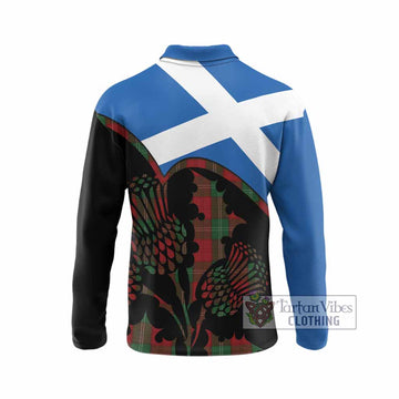 Lennox Tartan Family Crest Long Sleeve Polo Shirt Scotland Thistle Floral Flag Style