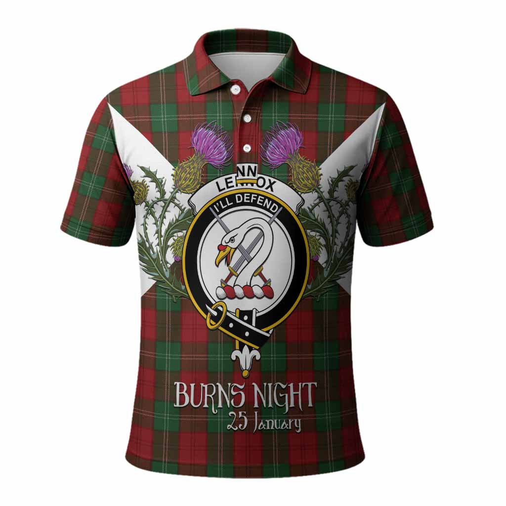 Lennox Tartan Family Crest Polo Shirt Scottish Burns Night Thistle Floral
