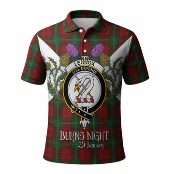 Lennox Tartan Family Crest Polo Shirt Scottish Burns Night Thistle Floral