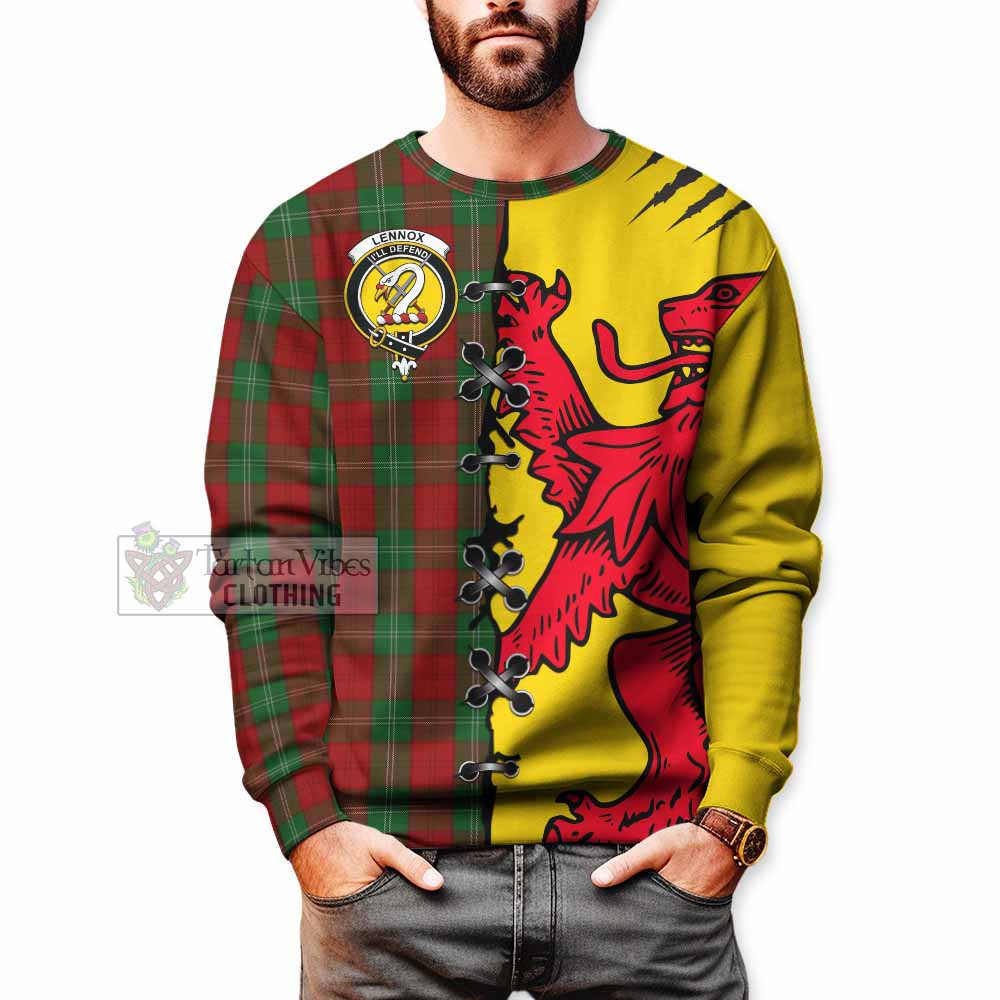 Lennox Tartan Family Crest Sweatshirt Lion Rampant Honor - Tartan Vibes Clothing