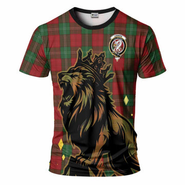 Lennox Tartan Family Crest T-Shirt Crowned Lion Roaring