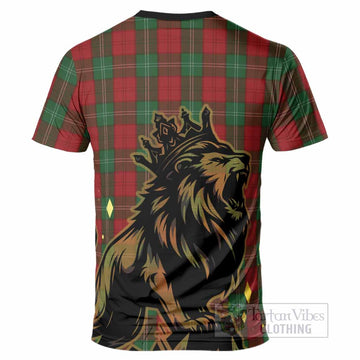 Lennox Tartan Family Crest T-Shirt Crowned Lion Roaring