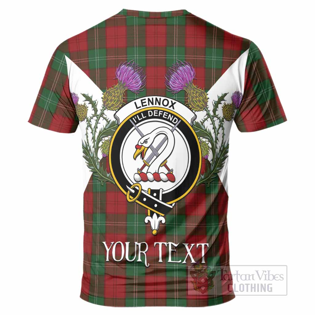 Lennox Tartan Family Crest T-Shirt Scottish Burns Night Thistle Floral