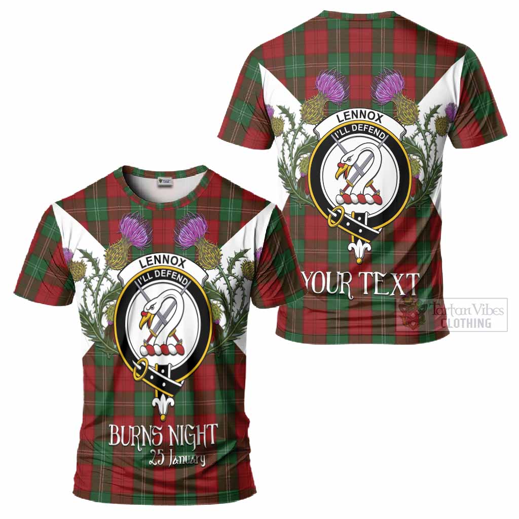 Lennox Tartan Family Crest T-Shirt Scottish Burns Night Thistle Floral