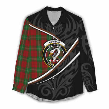 Lennox Tartan Family Crest Women Casual Shirt Celtic Scottish Thistle Floral