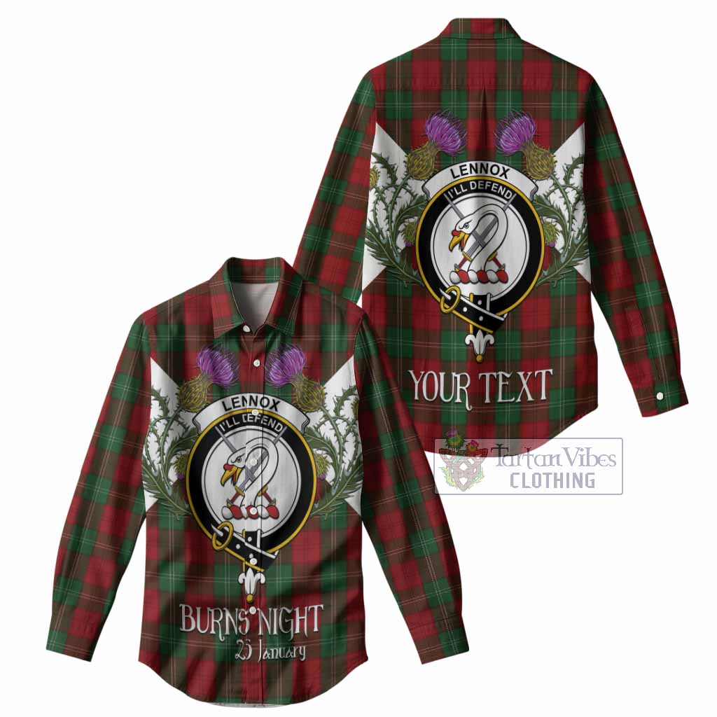 Lennox Tartan Family Crest Women Casual Shirt Scottish Burns Night Thistle Floral
